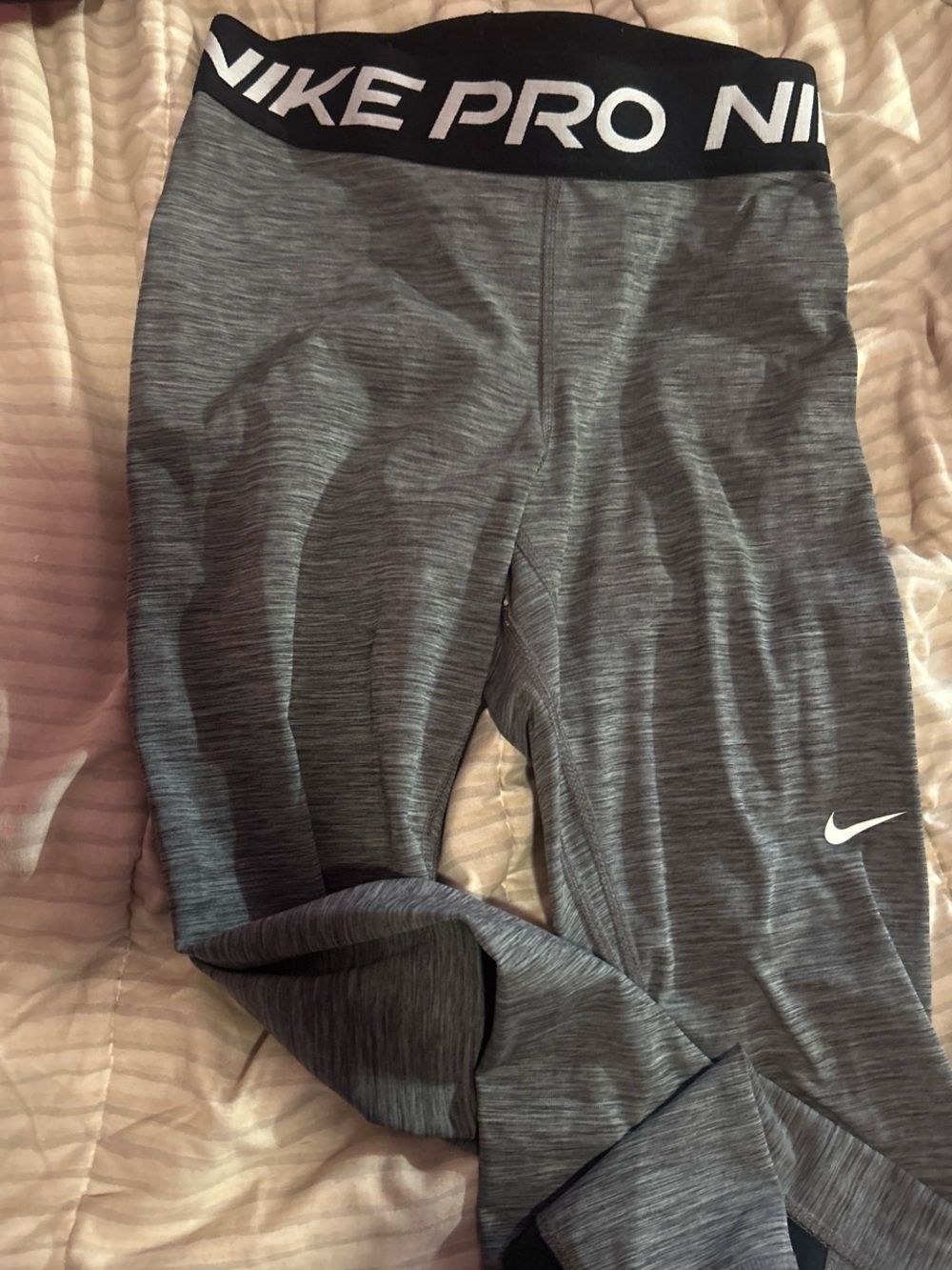 Nike Gray Heather Capris with Black NIKE PRO Waistband